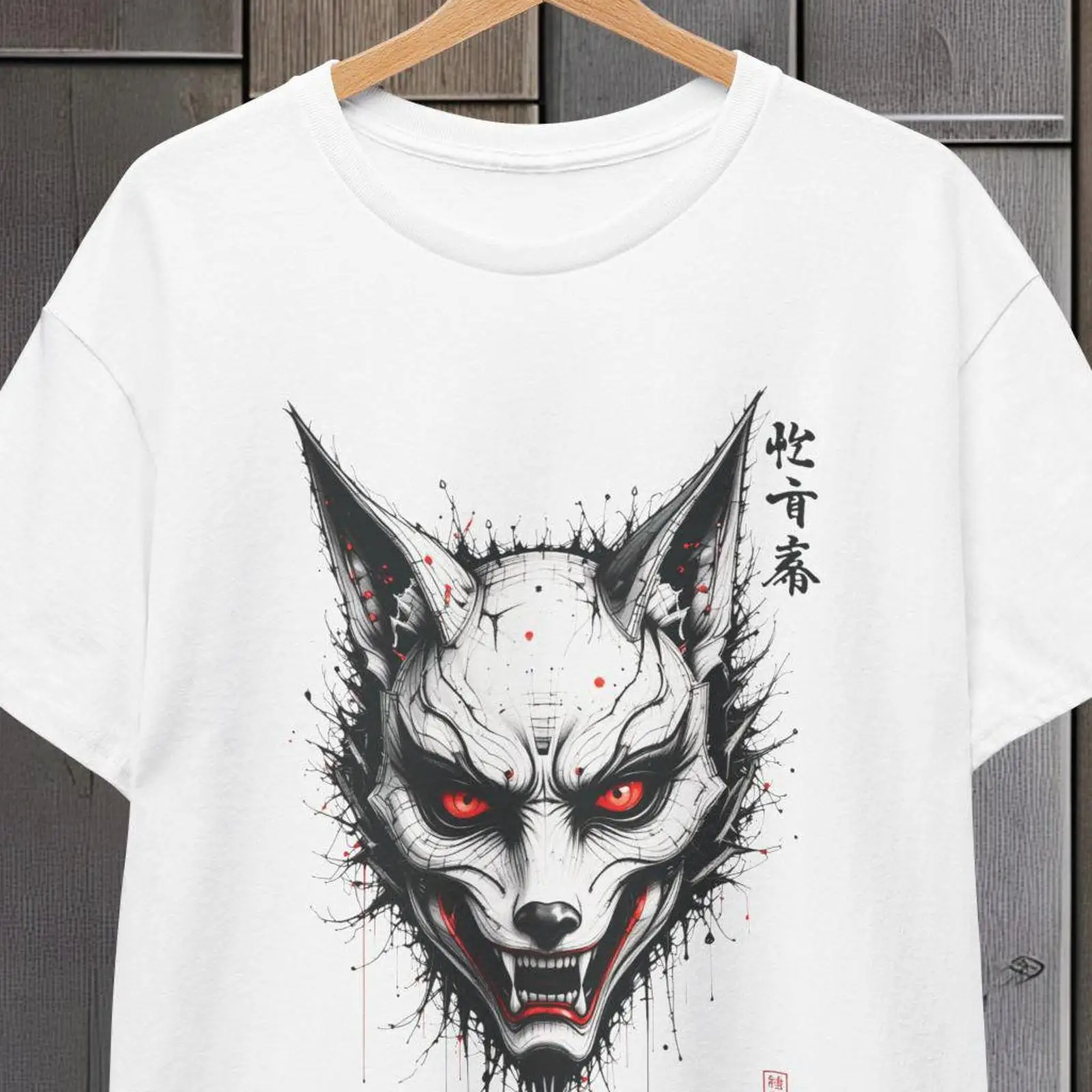 Vintage Fashion Kyoto - Camiseta com Máscara de Raposa Japonesa,