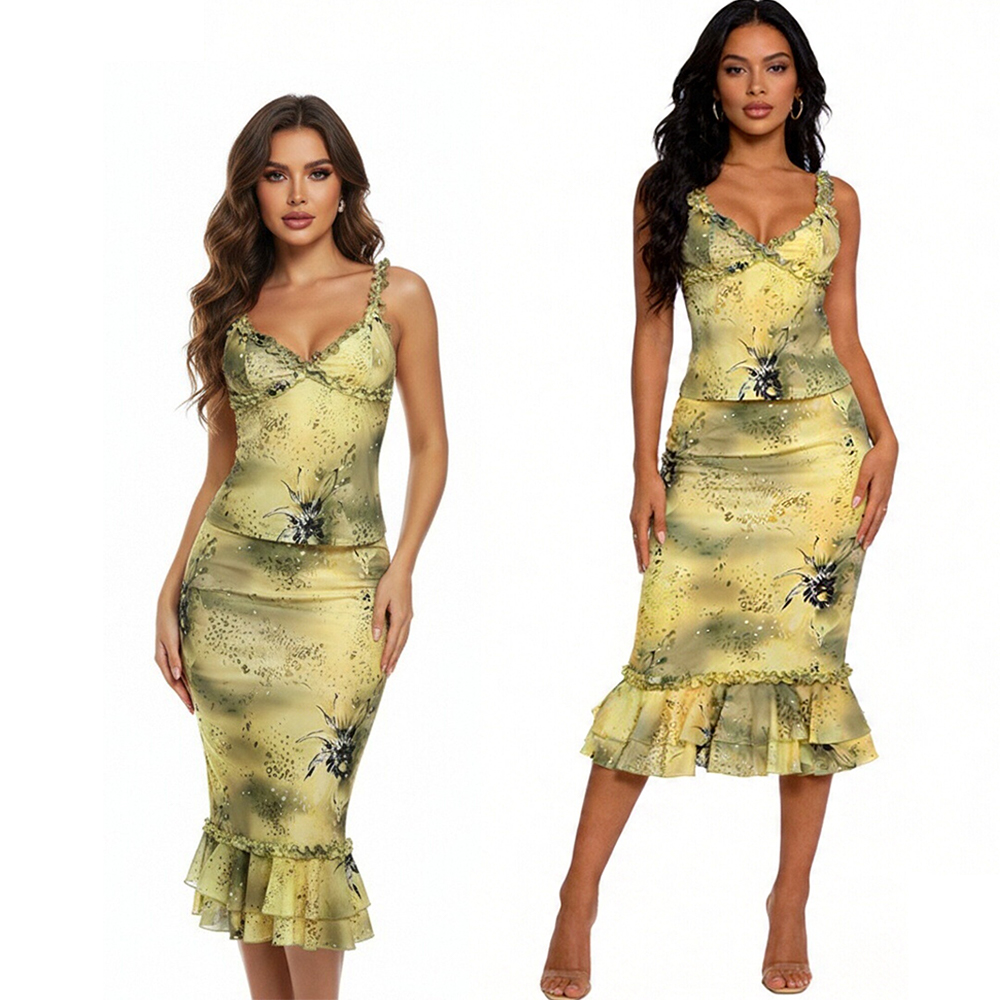 V Vintage Fashion - Conjunto Feminino de 2 Peças com