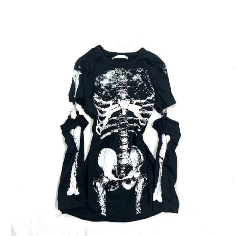 Vintage Fashion Subculture - Camiseta Gráfica Gótica com Estampa de