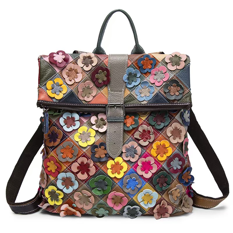Vintage Women Fashion - Mochila Vintage Feminina em Couro Genuíno