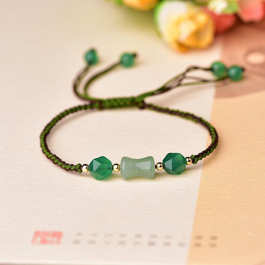 Vintage Women Fashion - Verde natural jade contas pulseiras presentes