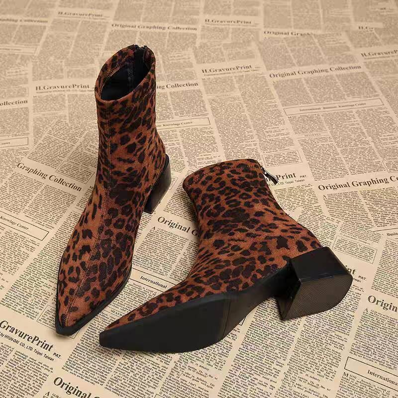 Vintage Fashion Dress - Novas Botas de Salto Baixo Femininas