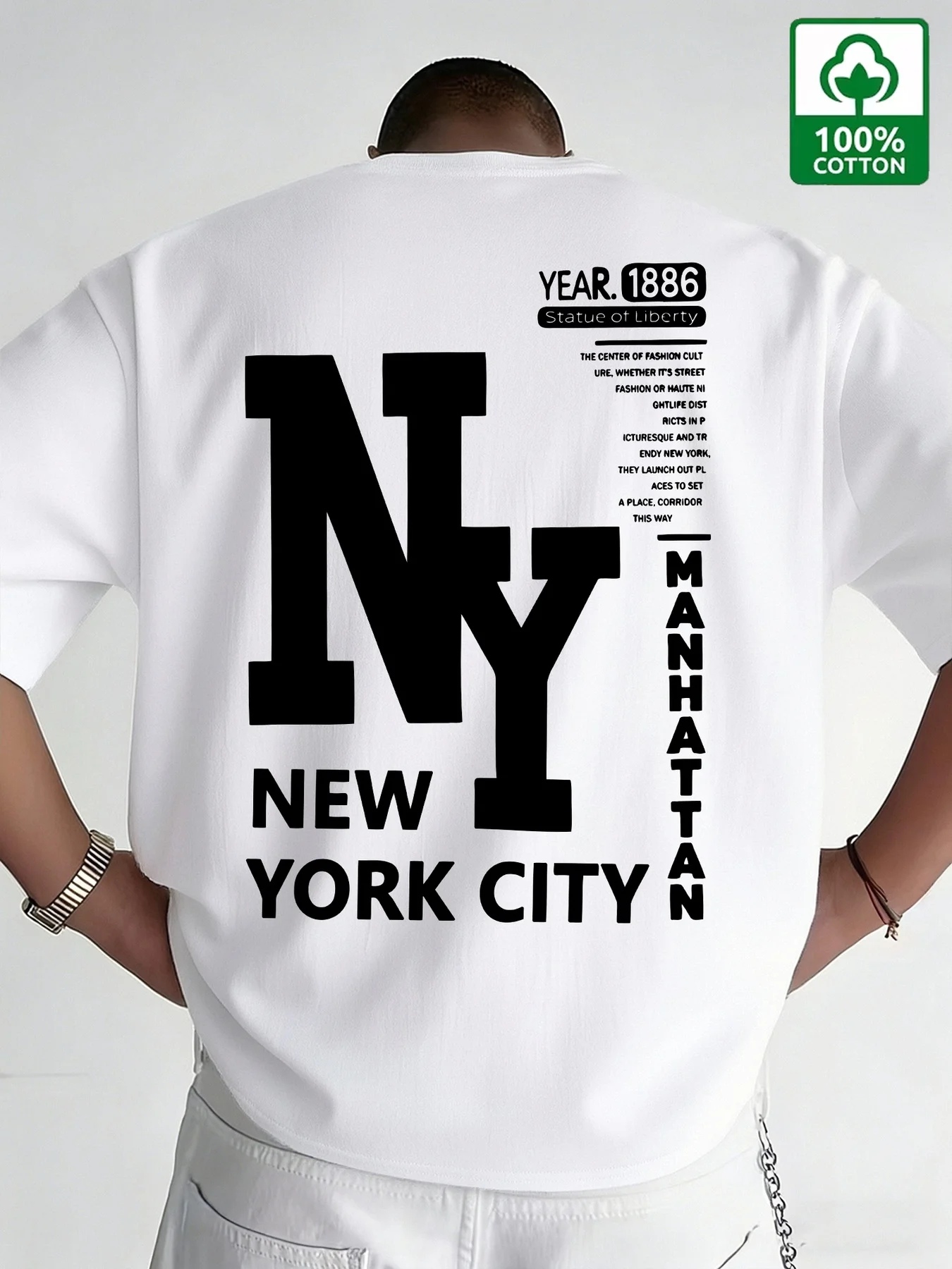 Vintage Fashion York - Camiseta Masculina NYC de Algodão com