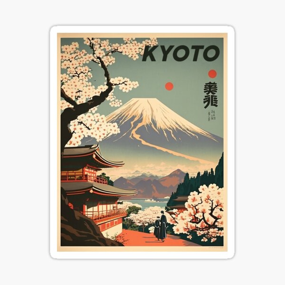 Vintage Fashion Kyoto - Pôster Adesivo de Arte Vintage de