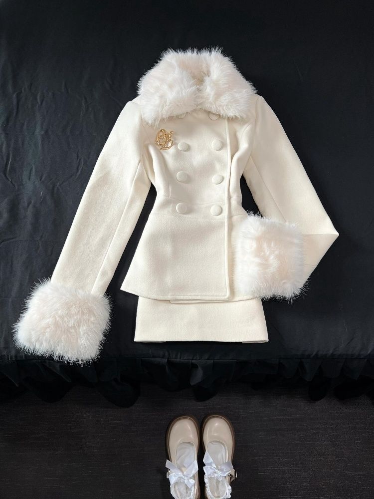 V Vintage Fashion - Inverno francês elegante conjuntos femininos moda