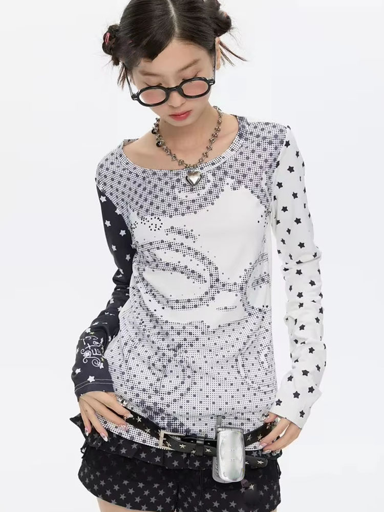 Vintage Women Fashion - Camisetas de Manga Longa Estilo Y2k