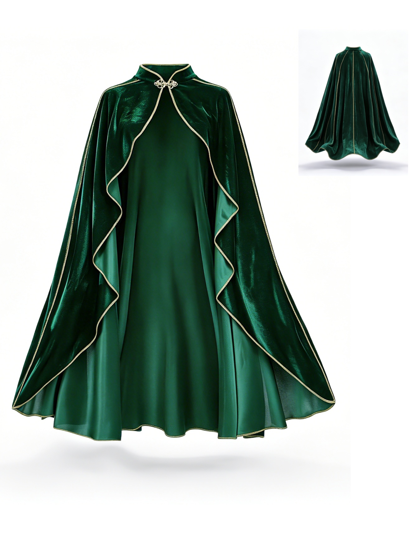 Vintage Fashion Dresses - Capa de Veludo Verde Vintage para