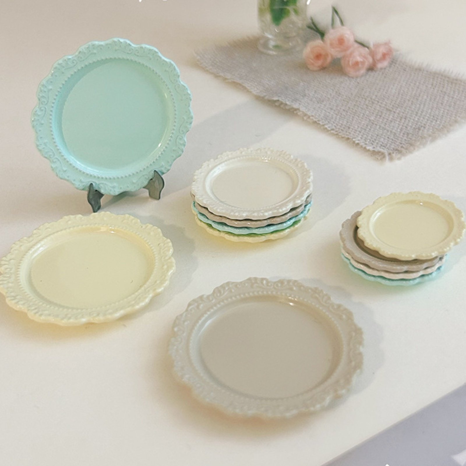 Vintage Fashion Plates Toy - Prato de jantar em miniatura, design