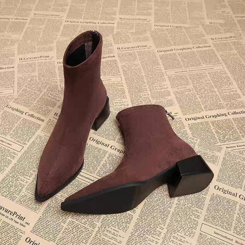 Novas Botas de Salto Baixo Fem - Vintage Fashion Dress avaliação e preço