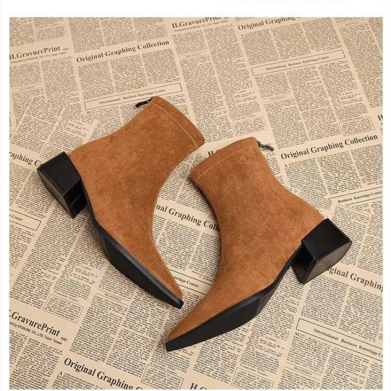 Novas Botas de Salto Baixo Fem - Vintage Fashion Dress avaliação e preço