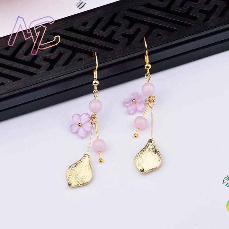 Rosa natural jade flor brincos - Vintage Women Fashion avaliação e preço